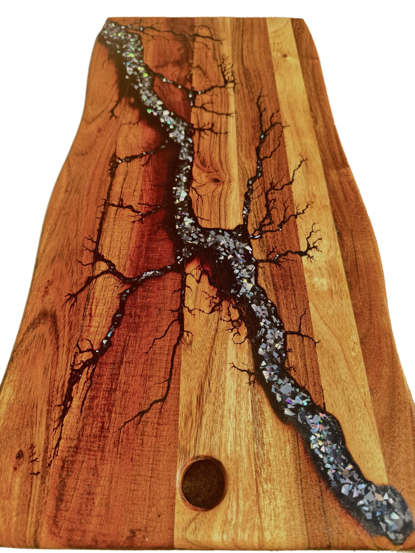 Live Edge Charcuterie Board – Black & Silver | Fractal Flow Designs | Australian Made