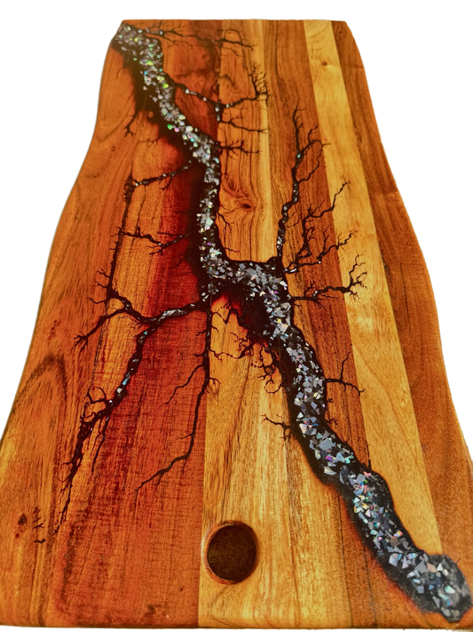 Live Edge Charcuterie Board – Black & Silver | Fractal Flow Designs | Australian Made