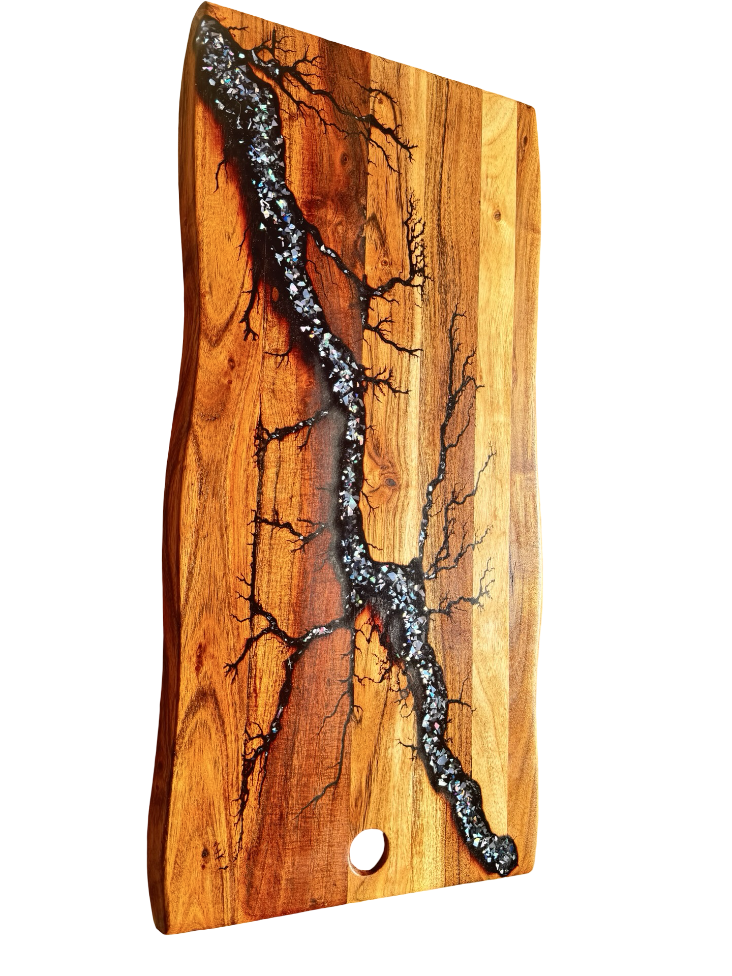 Live Edge Charcuterie Board – Black & Silver | Fractal Flow Designs | Australian Made