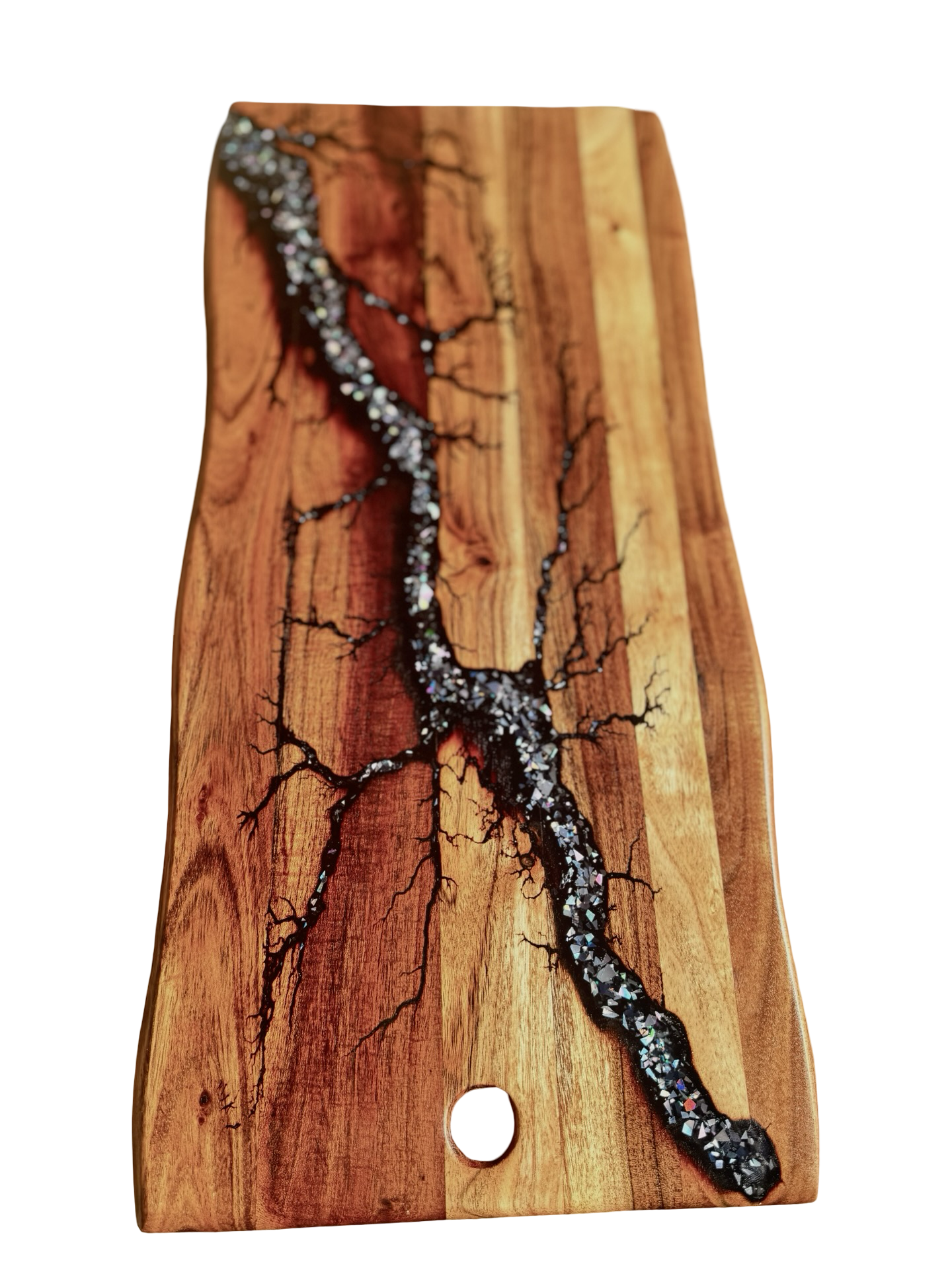 Live Edge Charcuterie Board – Black & Silver | Fractal Flow Designs | Australian Made