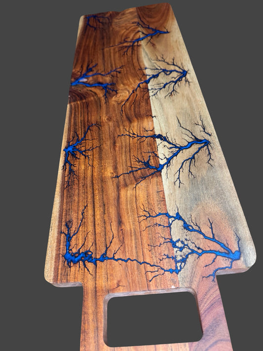 Handcrafted long charcuterie board with resin inlay – Fractal Flow Designs, Bairnsdale Victoria