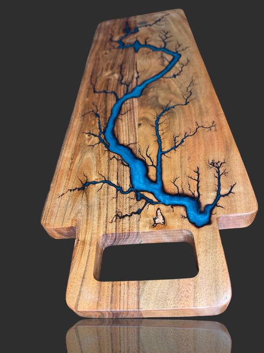 Handmade teal resin cheese platter – Australian timber gift board