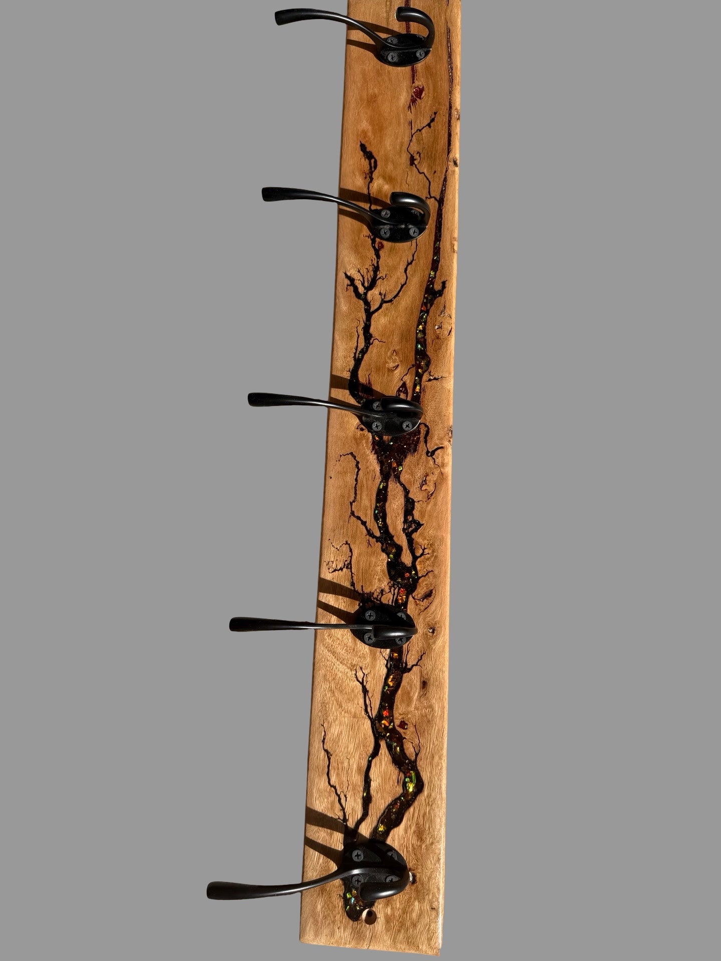 Resin & Birds Eye Timber Coat Rack | Fractal Flow Designs - Resin Boards | Australia