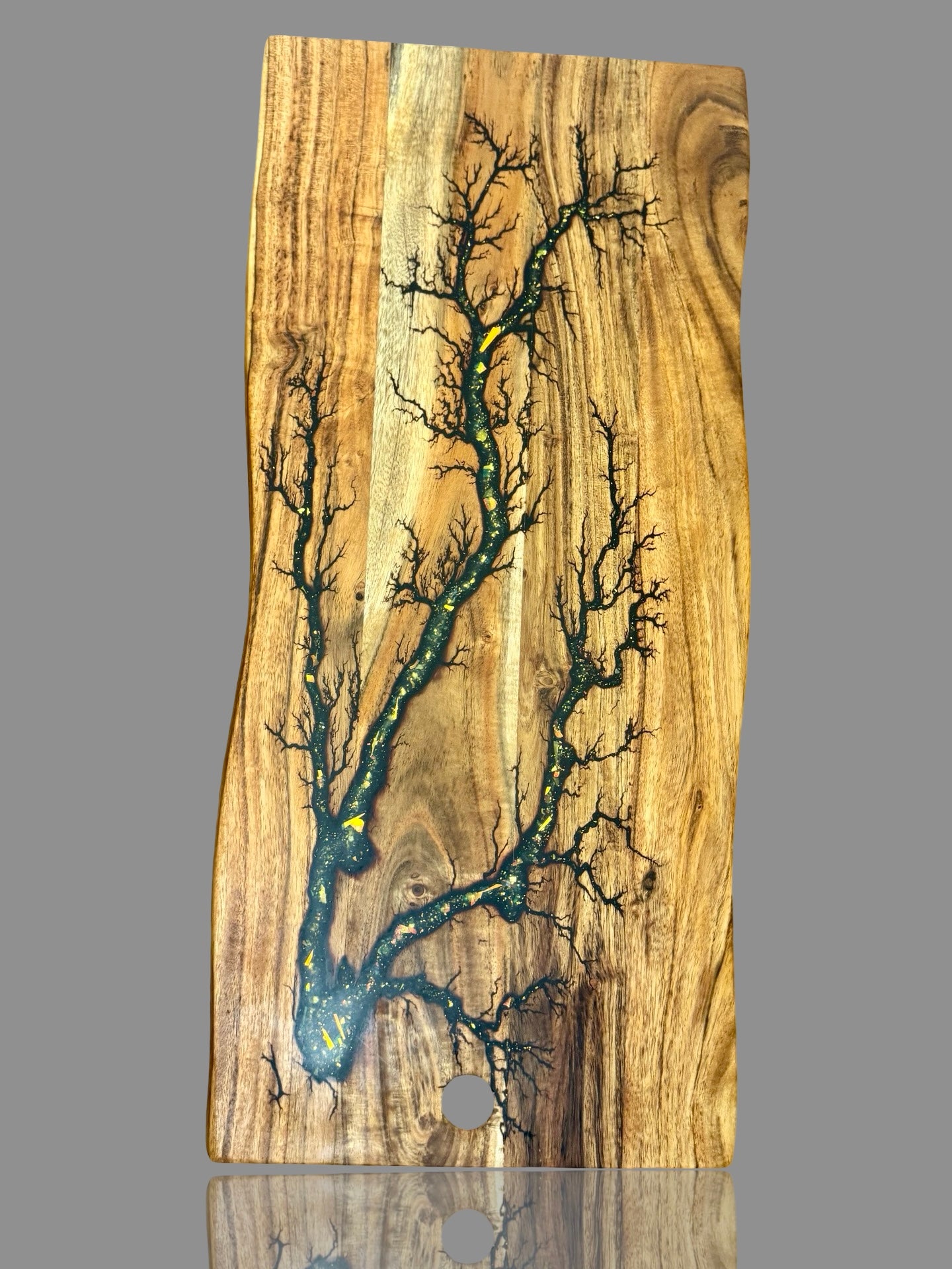 Stylish live edge serving board with resin inlay, premium Australian-made charcuterie platter ideal for cheese boards and grazing tables, handcrafted in Victoria