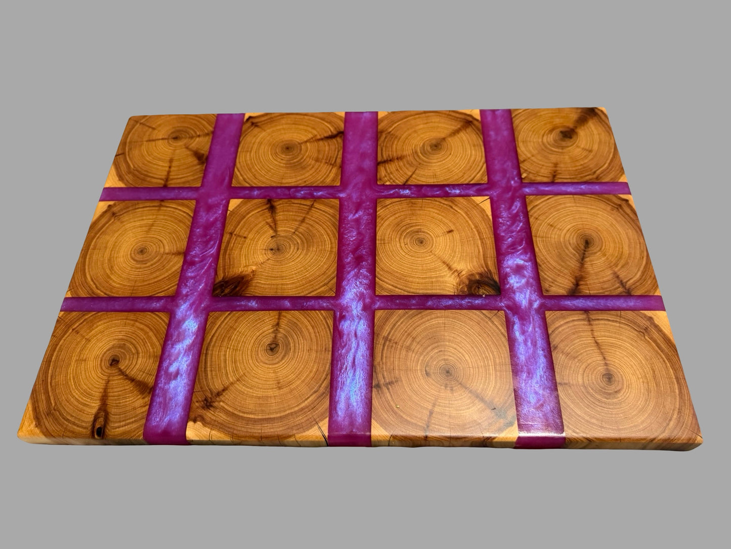 Purple Resin & Cypress Timber Chopping Board – Custom Made | Fractal Flow Designs