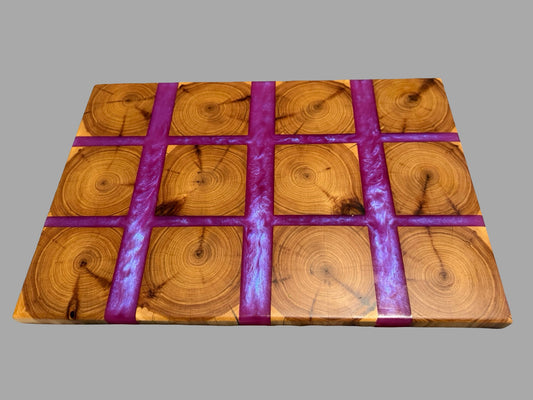 Purple Resin & Cypress Timber Chopping Board – Custom Made | Fractal Flow Designs