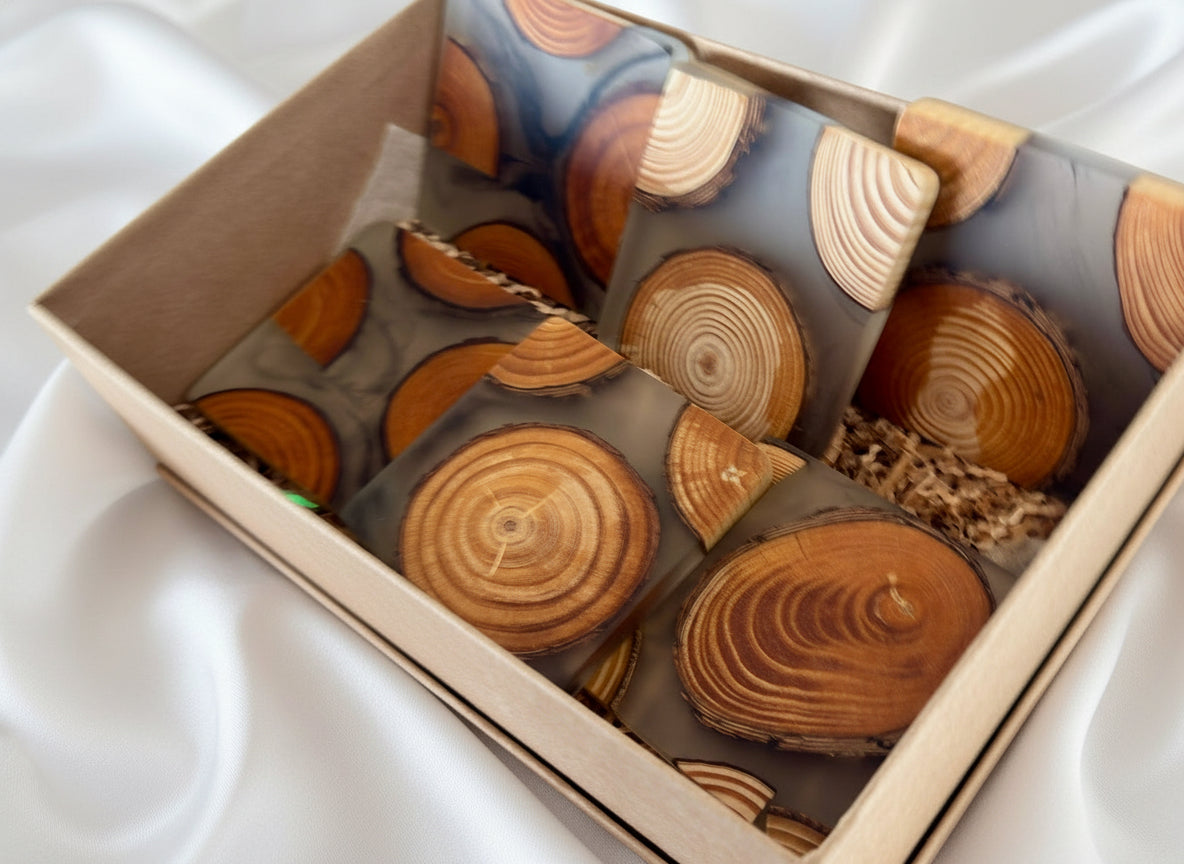 Handcrafted resin coasters Australia, premium fractal burning art by Fractal Flow Designs, East Gippsland