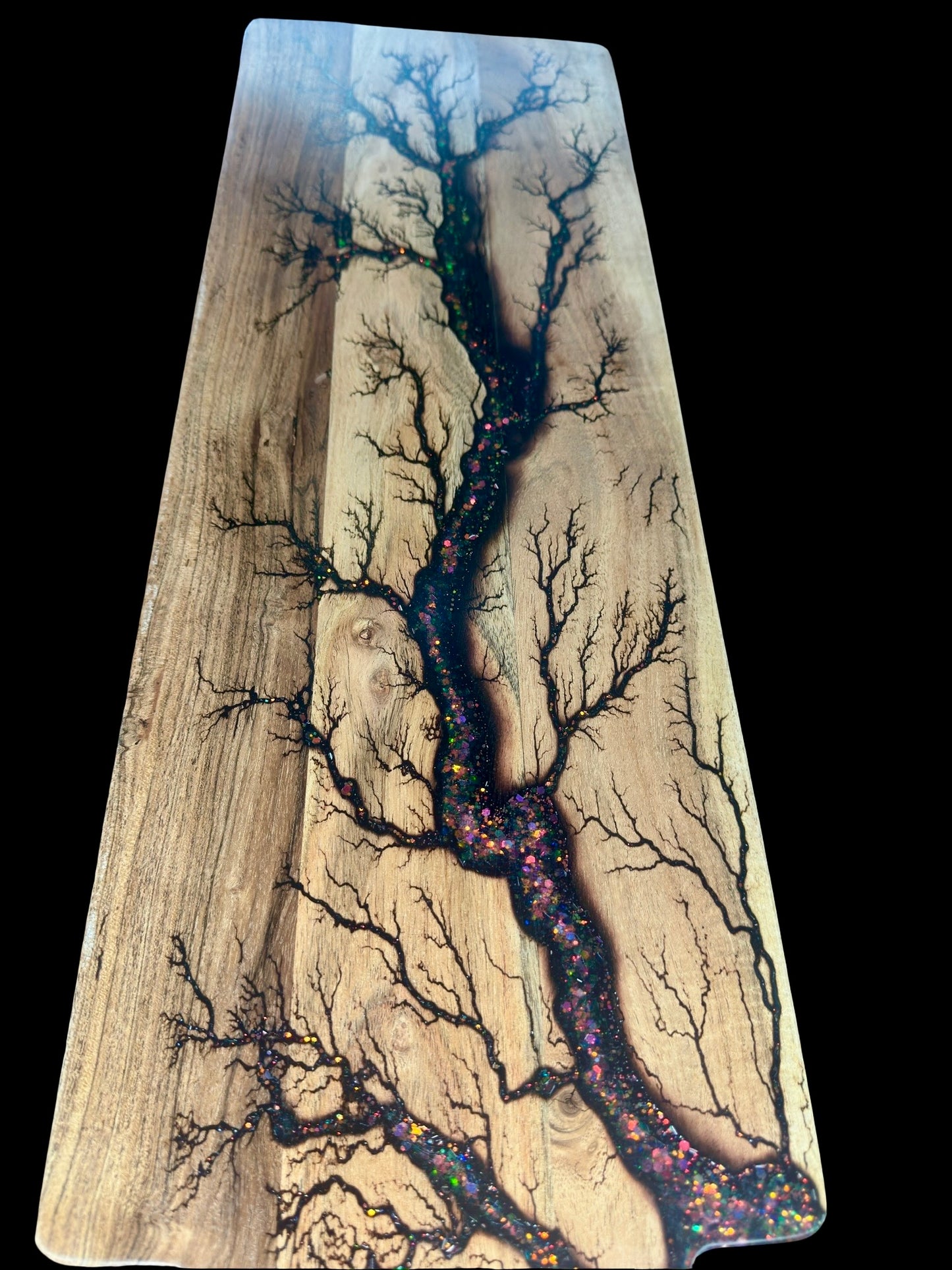 Australian resin serving platter holographic resin pattern handcrafted by Fractal Flow Designs perfect for home decor or gifting