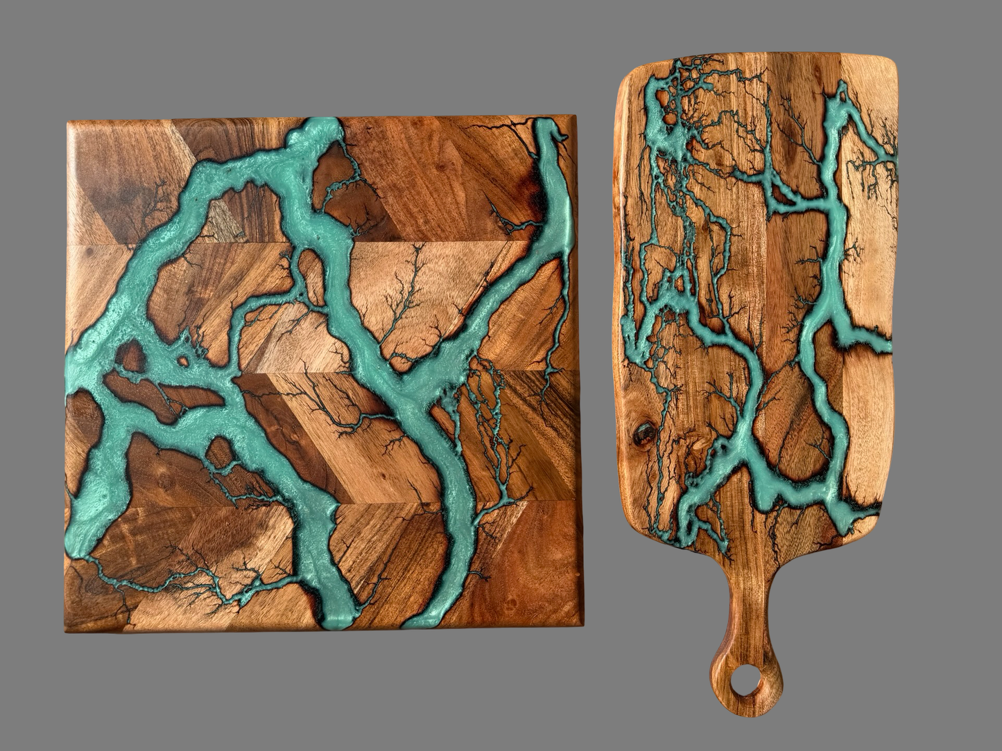 Australian Acacia 2 Board Gift Set – Iridescent Green Resin