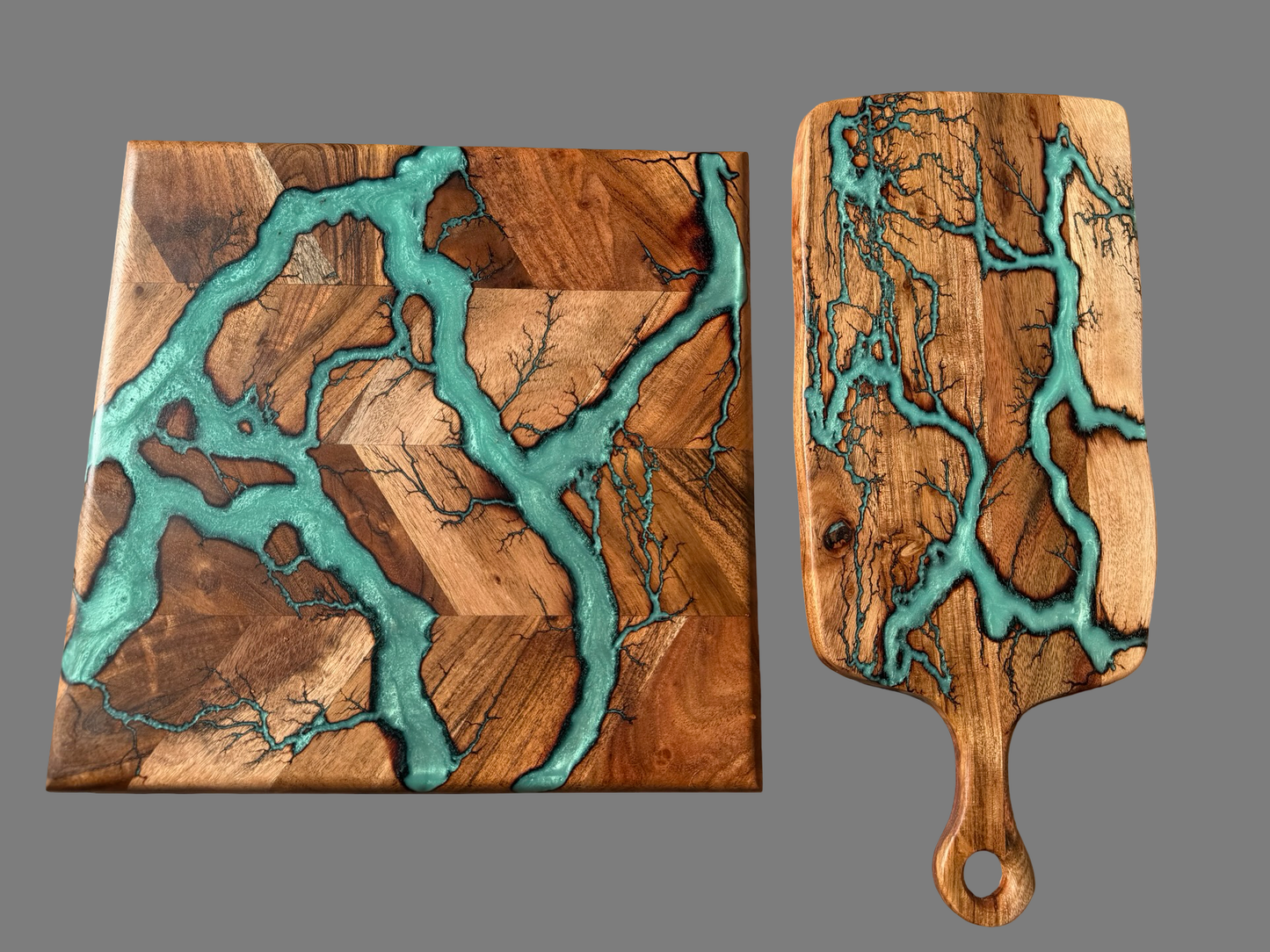 Australian Acacia 2 Board Gift Set – Iridescent Green Resin