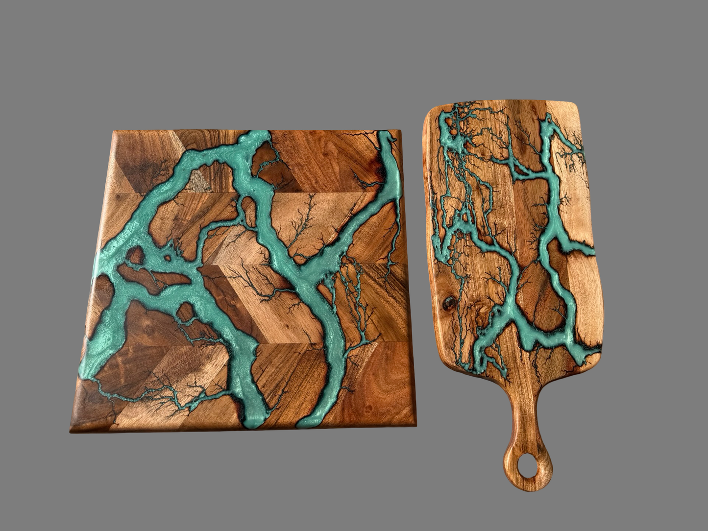 Australian Acacia 2 Board Gift Set – Iridescent Green Resin