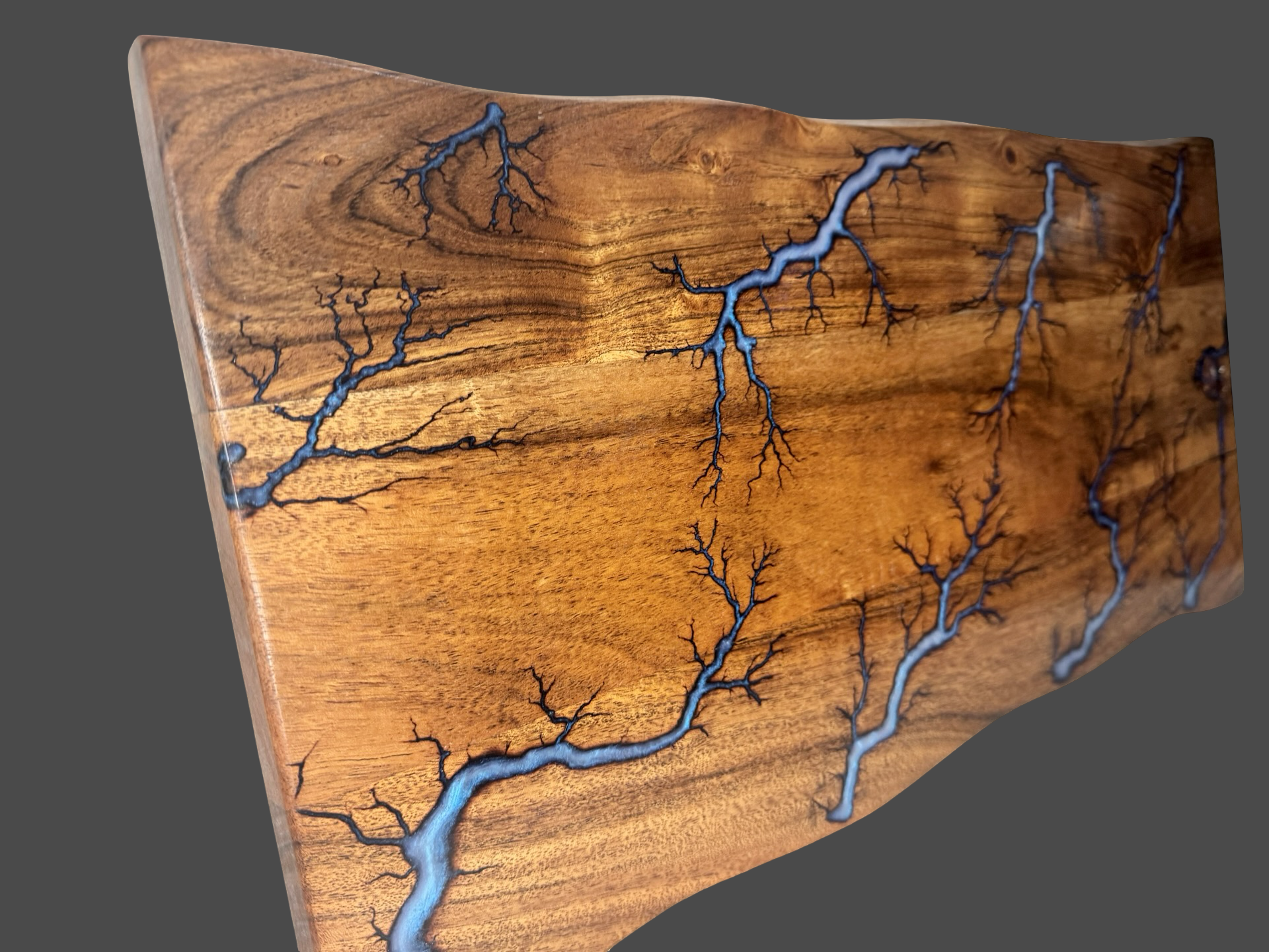 Bairnsdale-made resin charcuterie board with natural live edge. Premium serving platter for cheese, grazing, and entertaining. A gift-worthy resin board perfect for birthdays, weddings, and housewarmings.