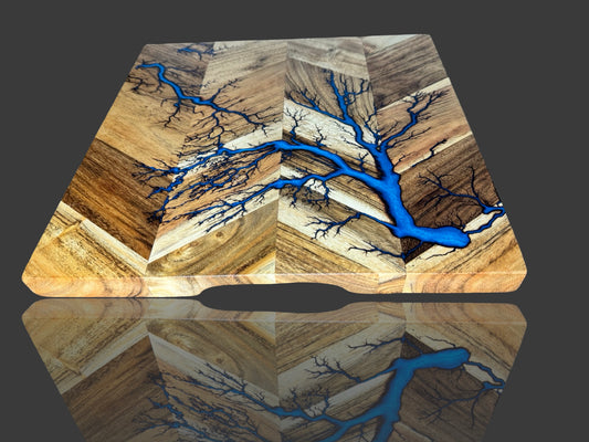 Fractal burning resin chopping board ships Australia wide by Fractal Flow Designs