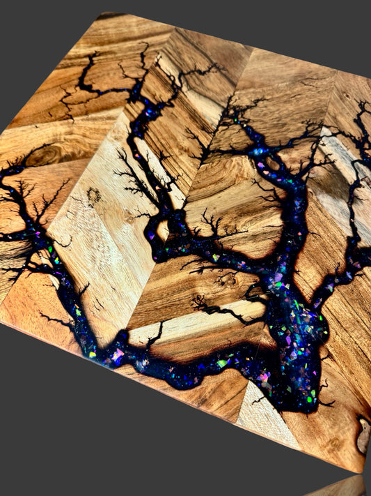 Herringbone Timber Chopping Board – Handmade Resin Board | Fractal Flow Designs, Bairnsdale VIC | Resin Boards Australia – Fractal Flow Designs, Australian-made resin board from Bairnsdale Victoria