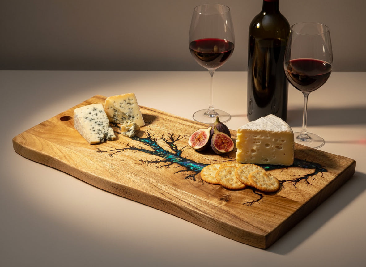 Australian resin platter with live edge timber – handcrafted serving board, gift-worthy