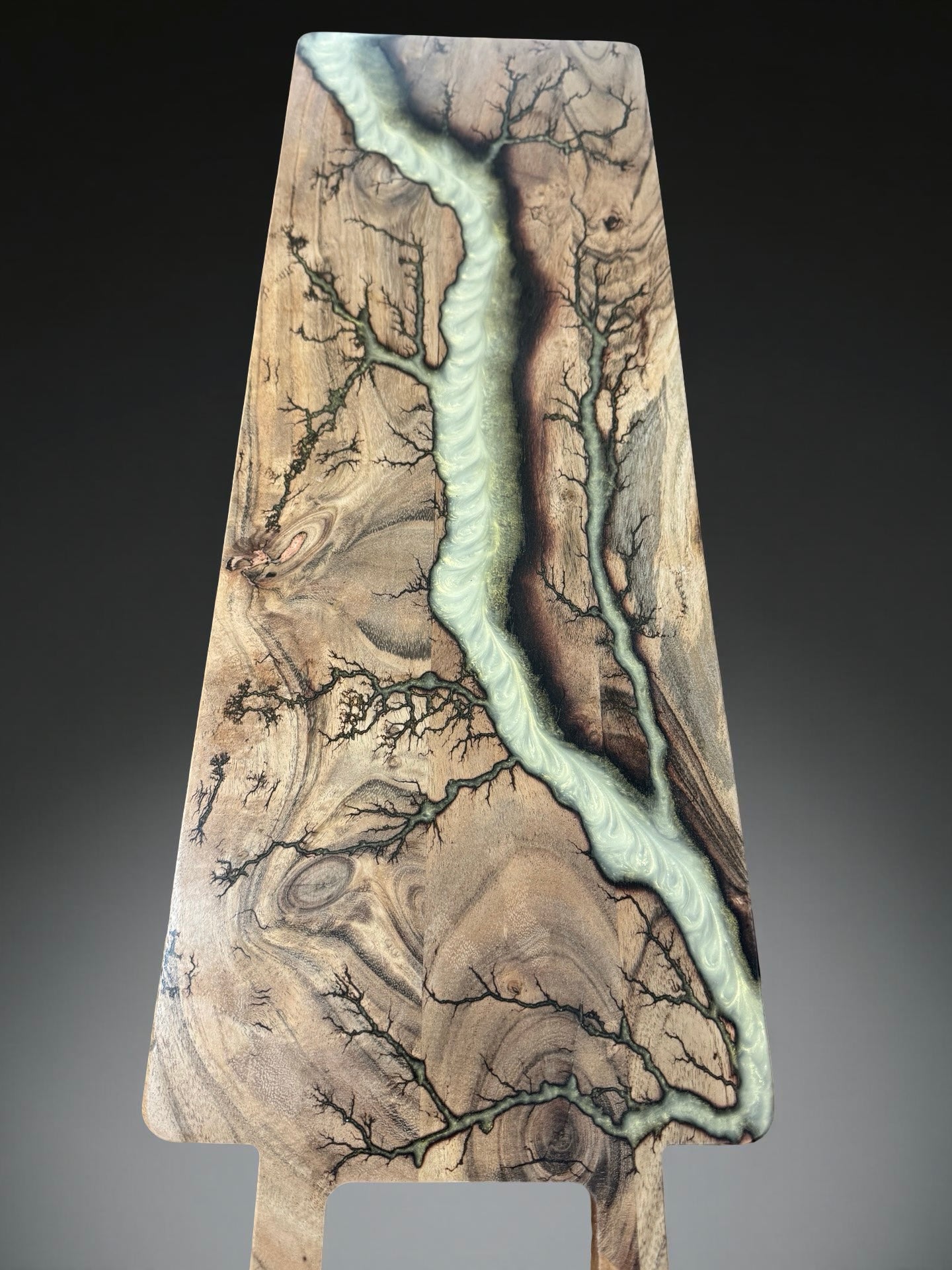 Premium long resin grazing board with electric resin artwork Australian made