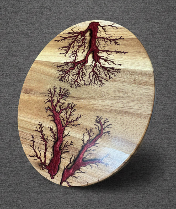 Luxury resin and timber lazy Susan handcrafted in East Gippsland by Fractal Flow Designs, premium resin art serving platter, elegant Australian home decor board