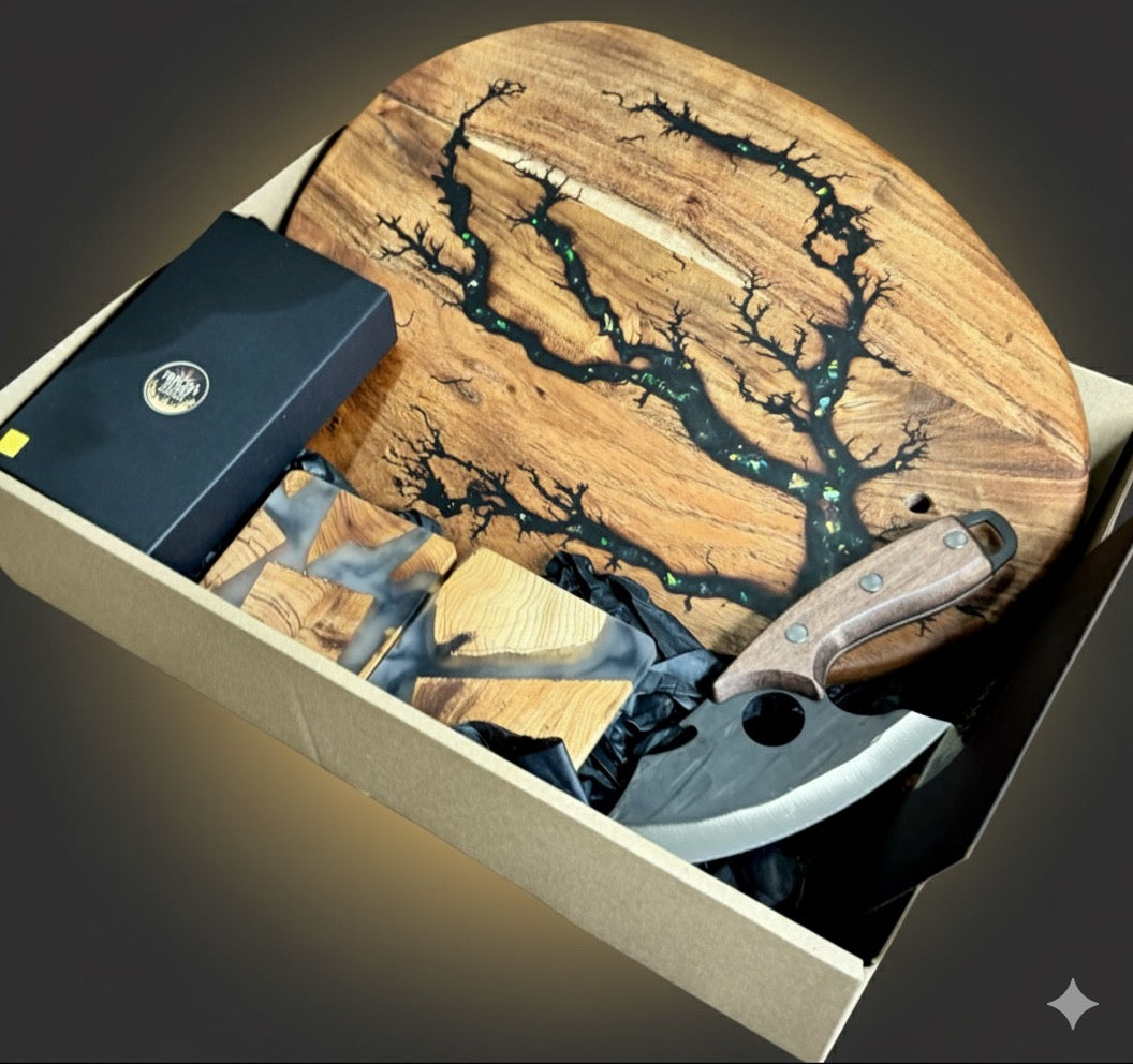 Australian resin board hamper handcrafted timber and resin art gift