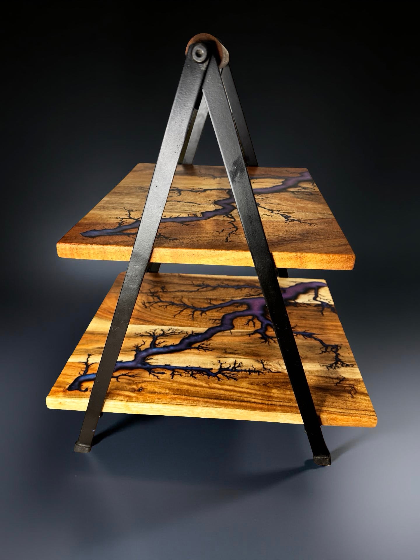 Handcrafted cake stand with food safe resin sustainable Australian timber perfect for events