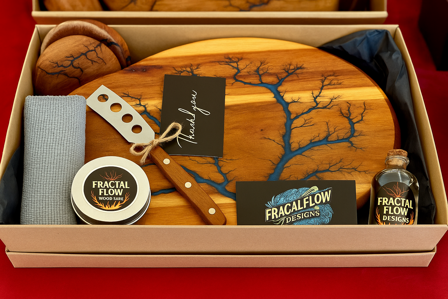 Load video: artisan-cheese-lovers-gift-box-fractal-flow-designs-handcrafted-timber