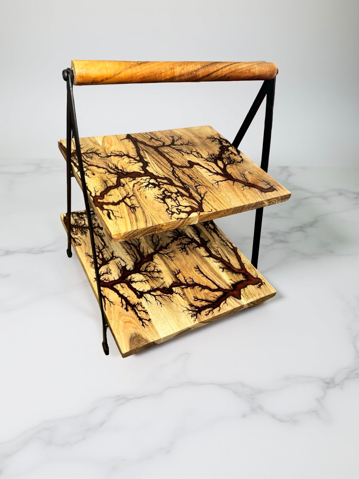 Red resin cake and dessert stand Australian timber food safe finish East Gippsland premium handcrafted resin boards Australia