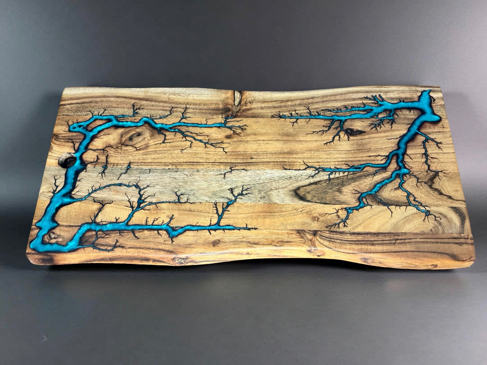 Lagoon blue Australian resin charcuterie board artisan timber entertaining board