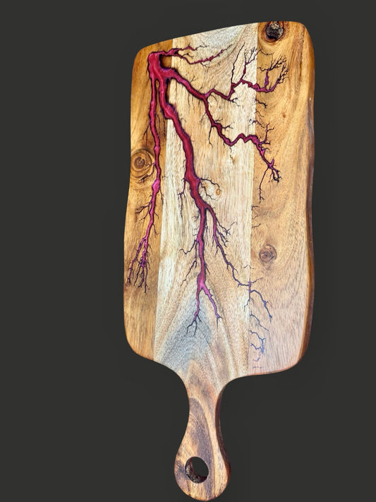Artisan resin cheese paddle board – red resin design – perfect gift for cheese lovers