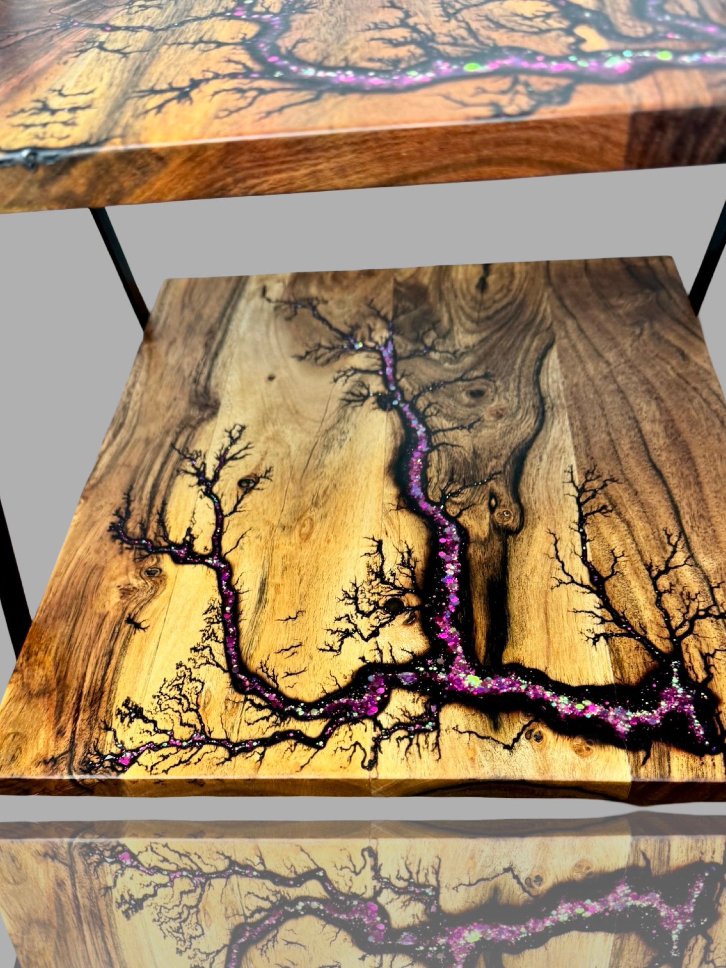 Modern Australian resin cake stand with timber base, handcrafted artisan serving design