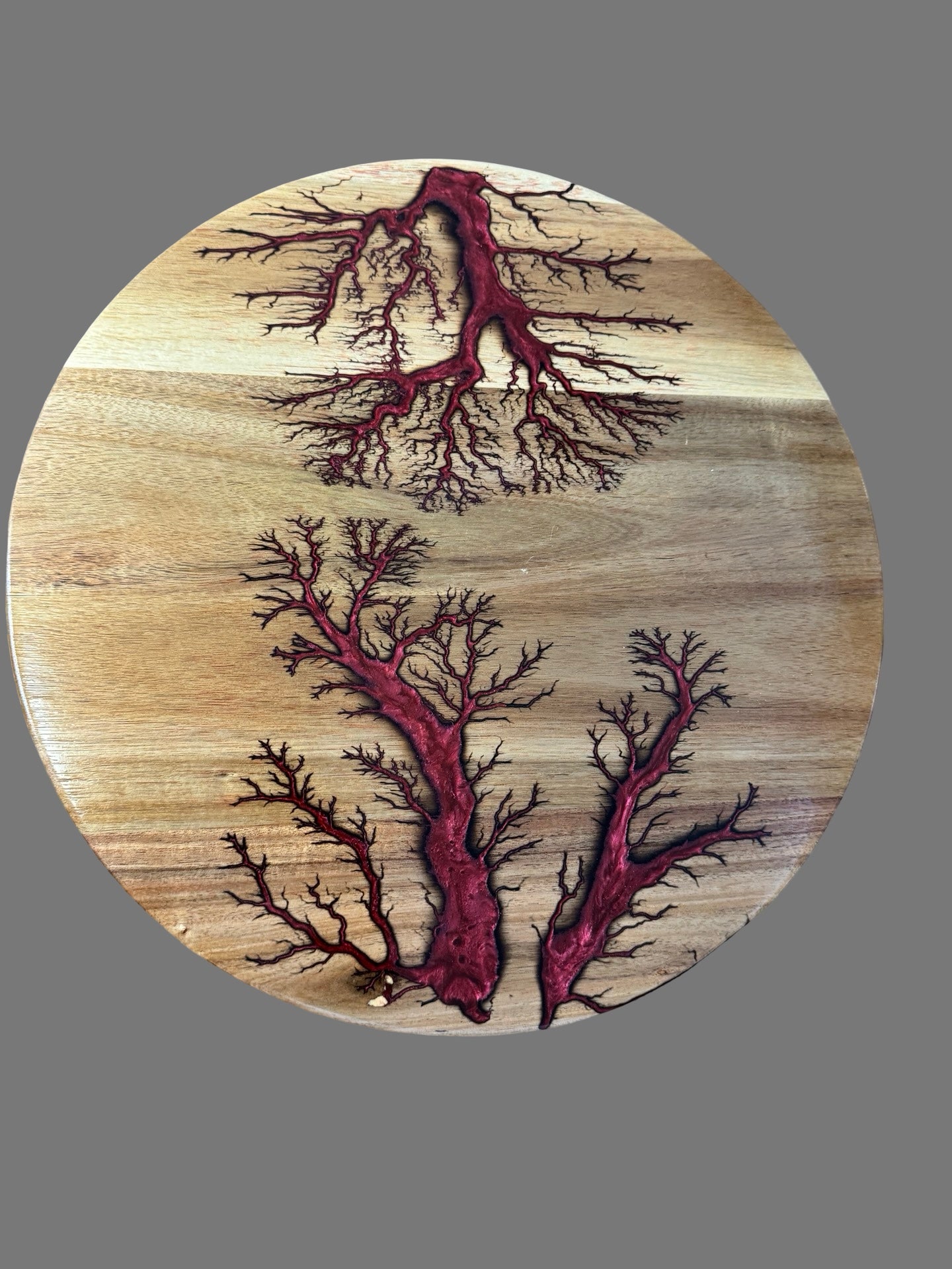 Premium Australian resin lazy Susan handcrafted by Fractal Flow Designs, round timber grazing platter, resin art serving board for entertaining East Gippsland