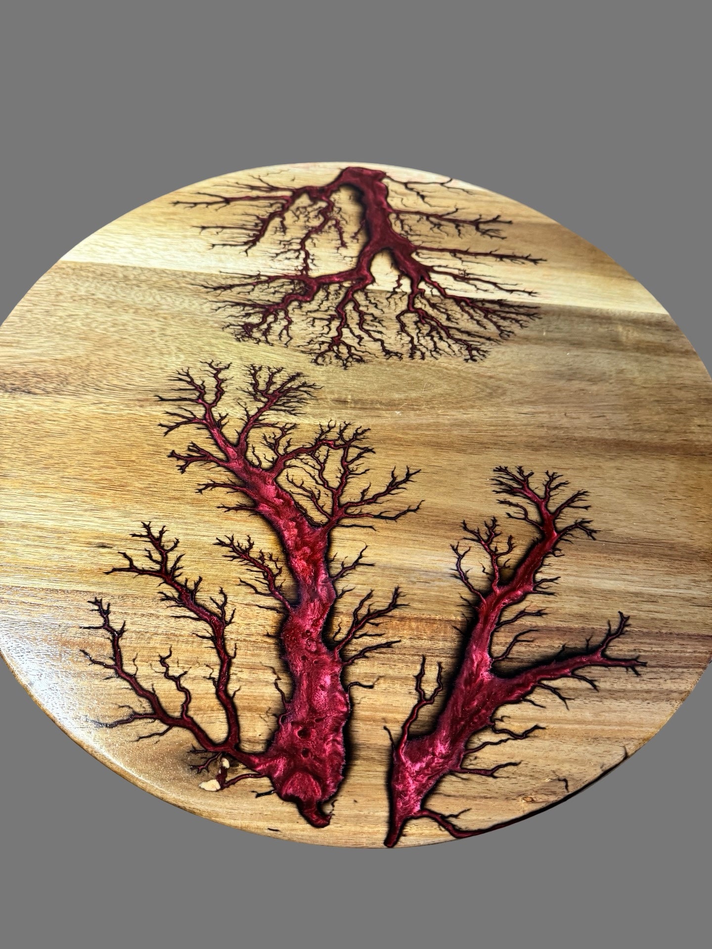 Australian made resin lazy Susan handcrafted by Fractal Flow Designs, premium timber serving board, luxury grazing platter for entertaining, artisan resin art design East Gippsland