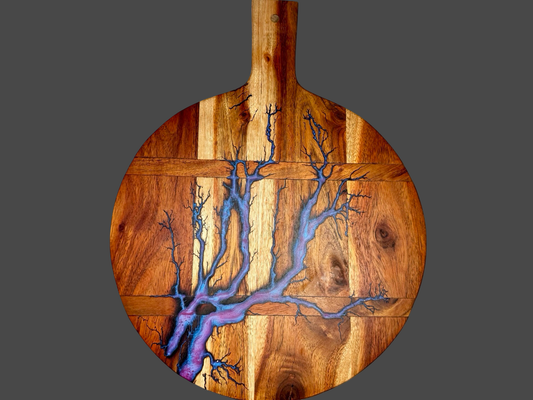 Round Resin Cheese Board – Fractal Flow Designs | Handmade in Bairnsdale, Victoria, Australia – Fractal Flow Designs, Australian-made resin board from Bairnsdale Victoria