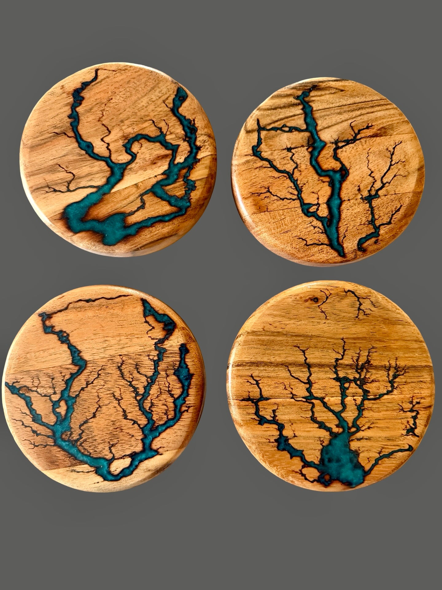 Premium Acacia Coasters With Fractal Burning Art