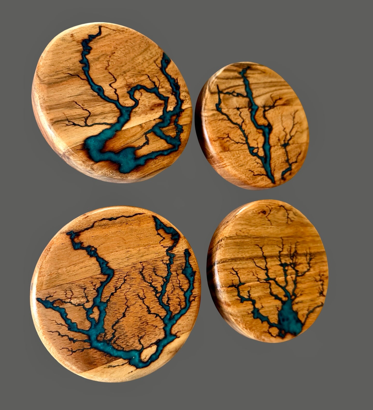 Premium Acacia Coasters With Fractal Burning Art