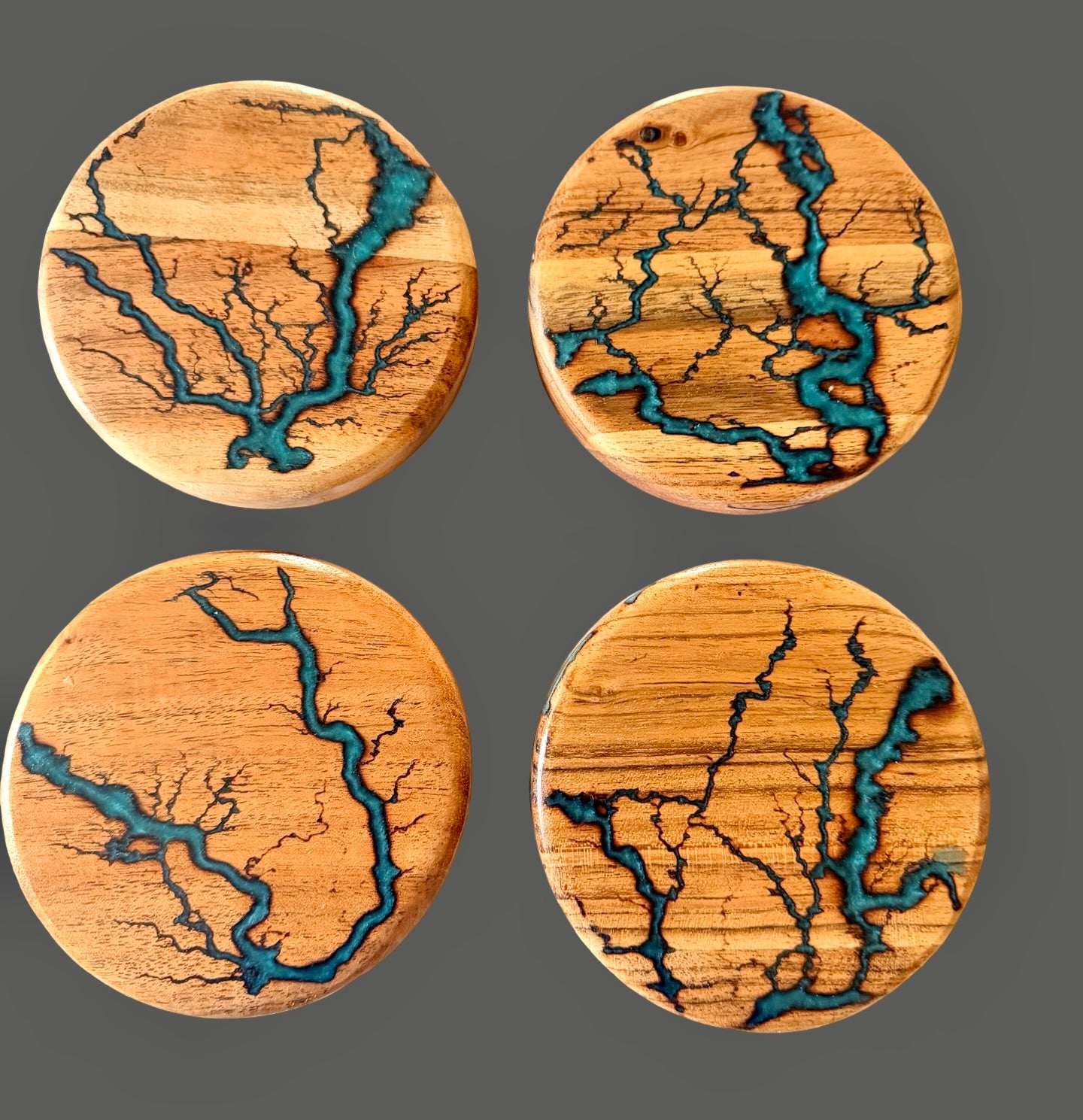 Premium Acacia Coasters With Fractal Burning Art