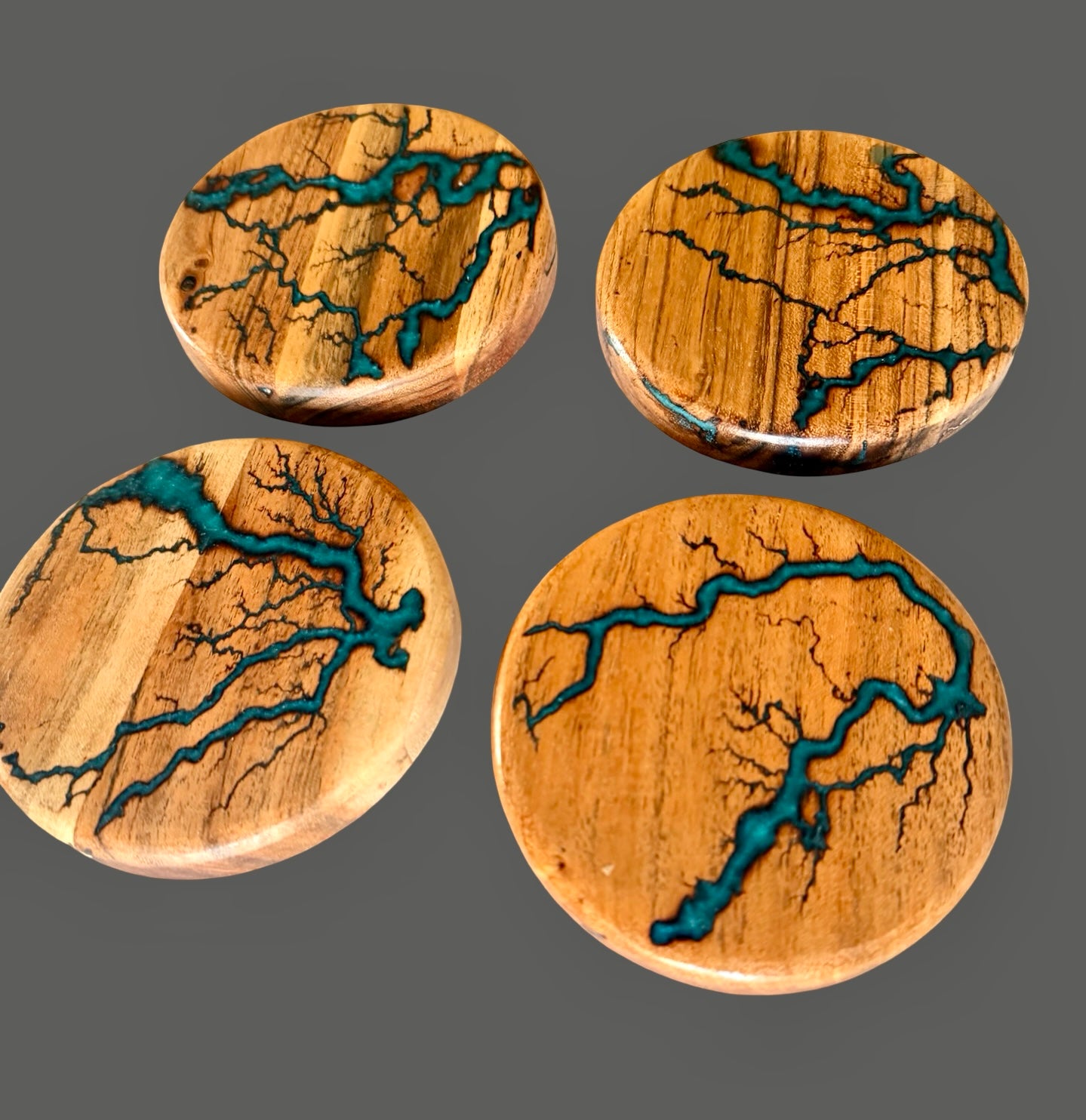 Premium Acacia Coasters With Fractal Burning Art