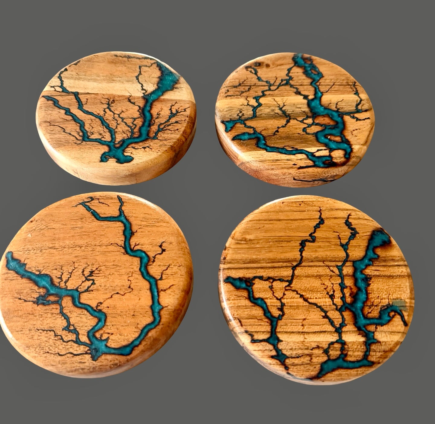 Premium Acacia Coasters With Fractal Burning Art