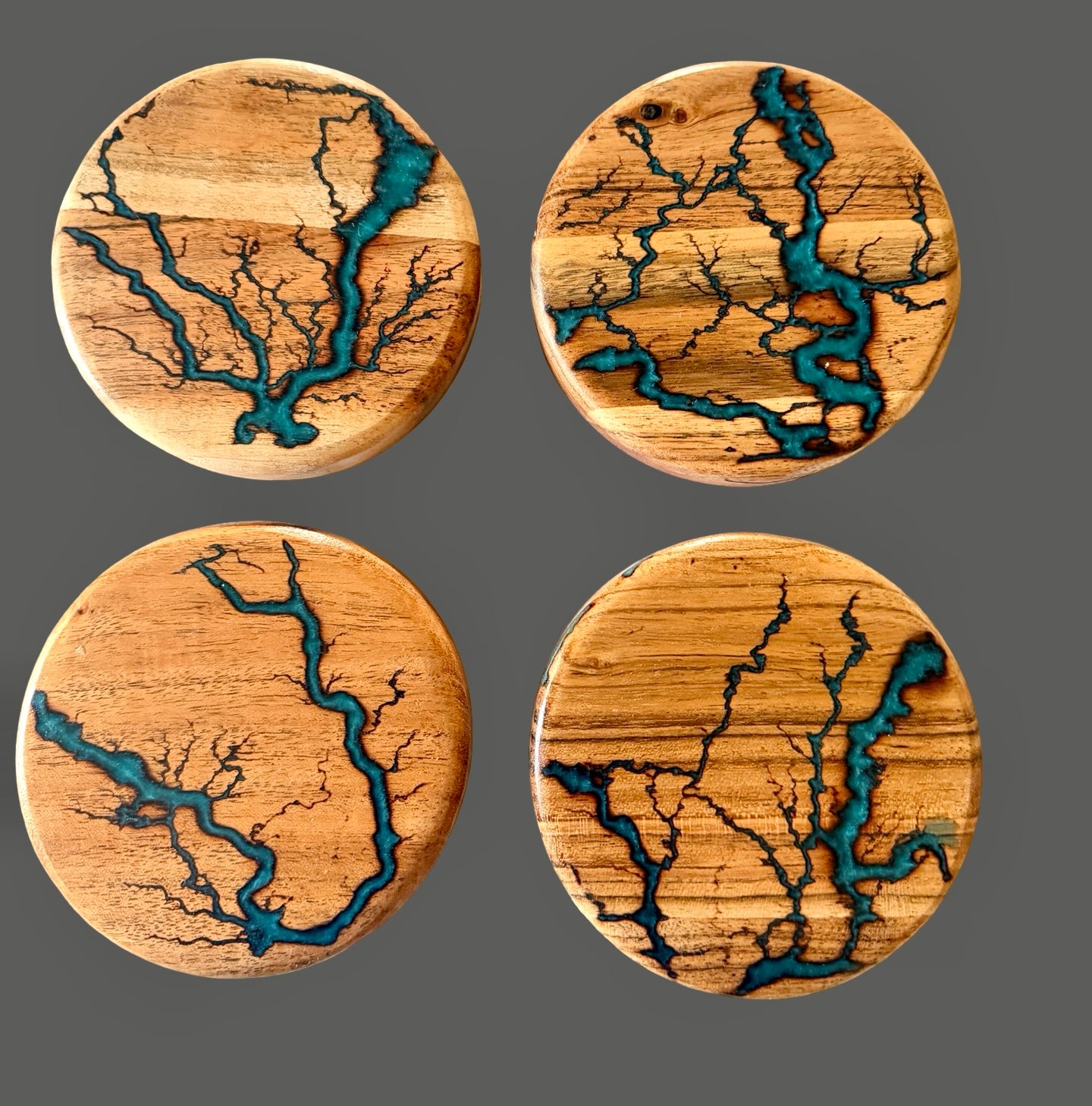 Premium Acacia Coasters With Fractal Burning Art