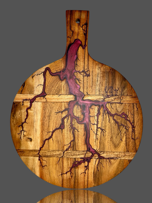 Round Resin Serving Paddle Board – Handcrafted Timber Charcuterie & Cheese Platter | Fractal Flow Designs (Bairnsdale, VIC, Australia) – Fractal Flow Designs, Australian-made resin board from Bairnsdale Victoria