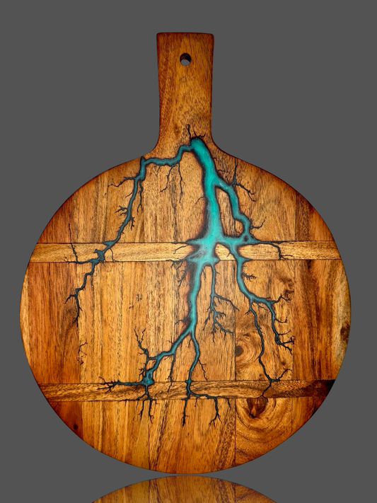 Round Resin Serving Paddle Board – Handcrafted Timber Charcuterie & Cheese Platter | Fractal Flow Designs (Bairnsdale, VIC, Australia) – Fractal Flow Designs, Australian-made resin board from Bairnsdale Victoria