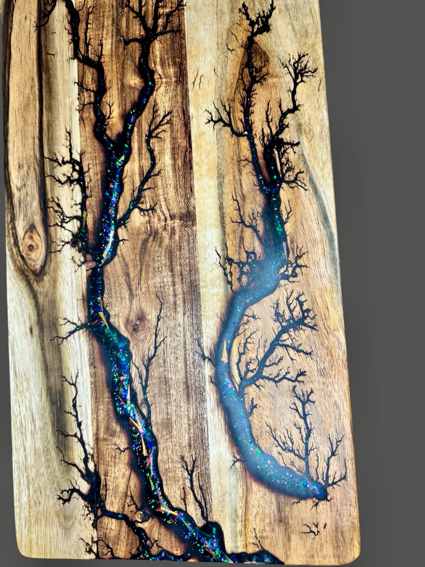 Handmade resin board for serving gourmet food and appetisers
