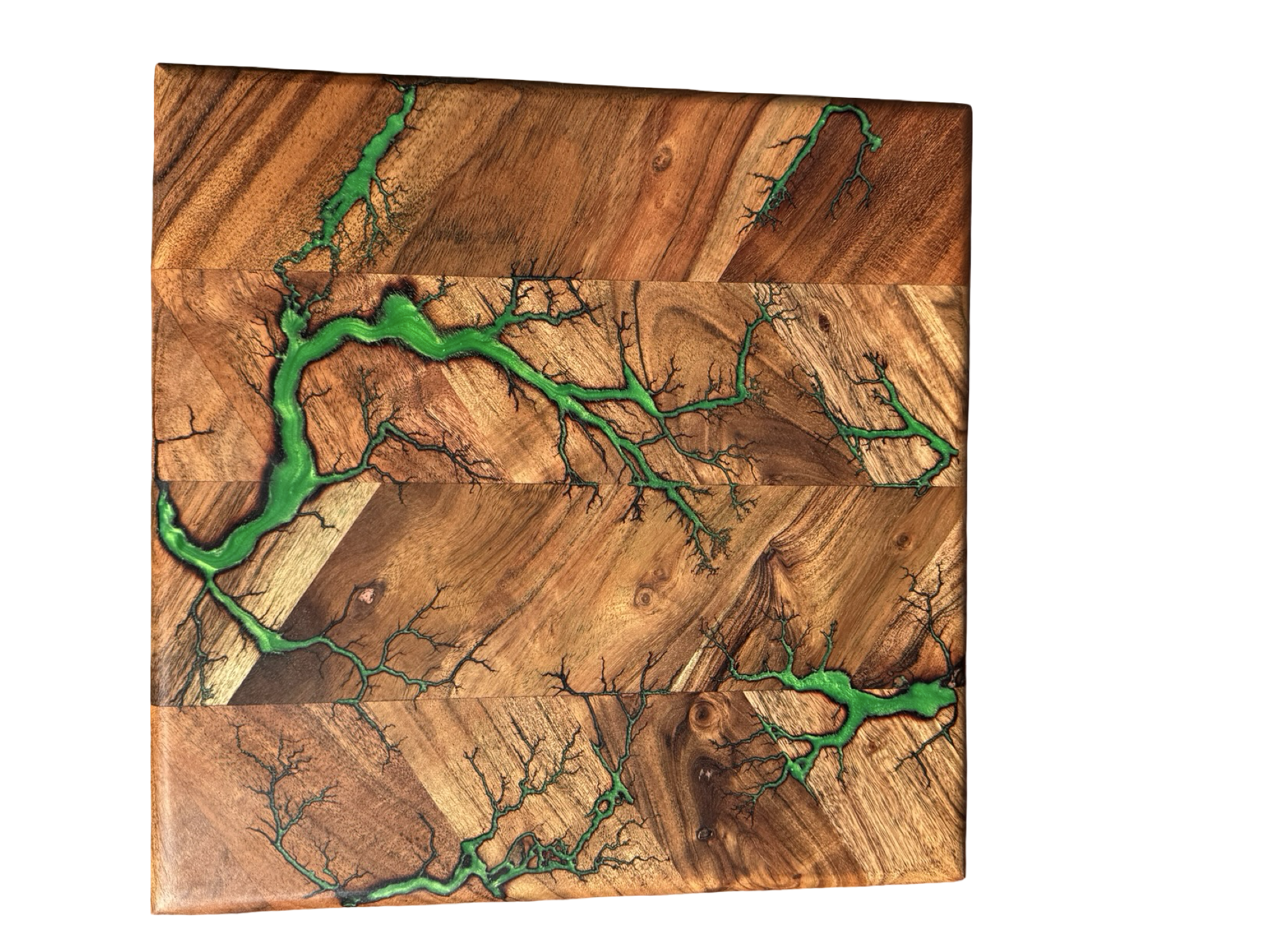 Green resin board Australian made chopping board East Gippsland timber grazing platter Fractal Flow Designs
