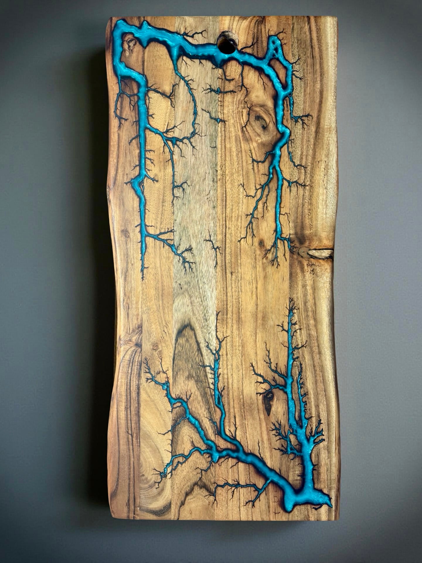 Lagoon blue resin charcuterie board handcrafted Australian timber luxury serving platter