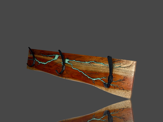 Fractal Burnt Timber Coat Rack – Handcrafted Wall-Mounted Rack (Bairnsdale, VIC) – Fractal Flow Designs, Australian-made resin board from Bairnsdale Victoria