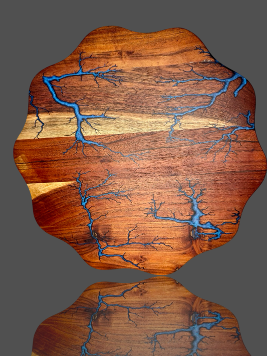 Fractal Burnt Wave Resin Board – Handcrafted Timber Grazing Platter (Bairnsdale, VIC) – Fractal Flow Designs, Australian-made resin board from Bairnsdale Victoria
